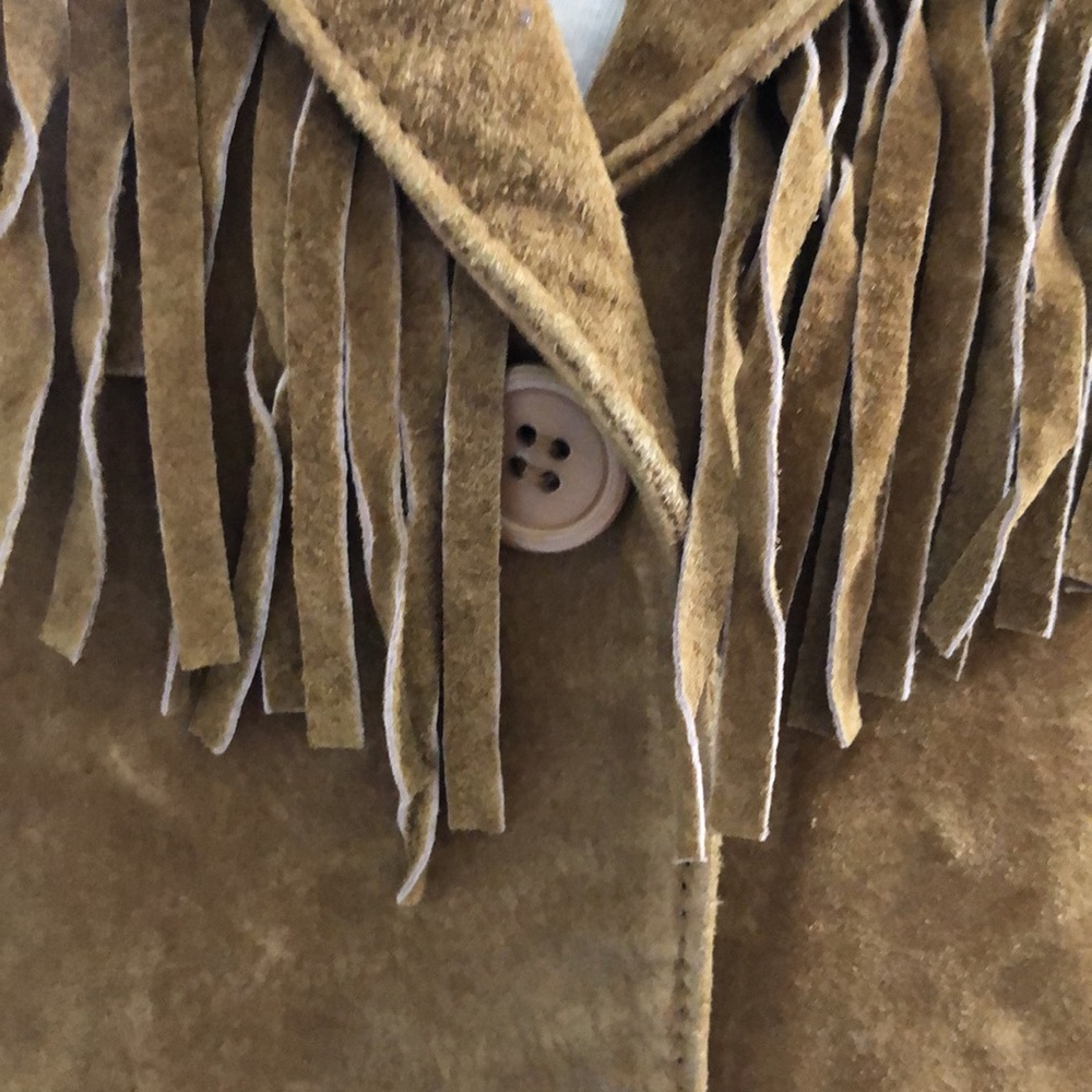 70s Vintage Brown Leather Jacket with fringe - Picture 2 of 7